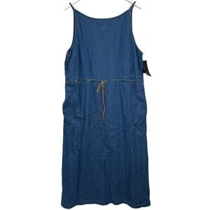 original ty wear denim dress Vintage Original TY Wear Denim Dress Womens 18 Sleeveless Striped With Pockets